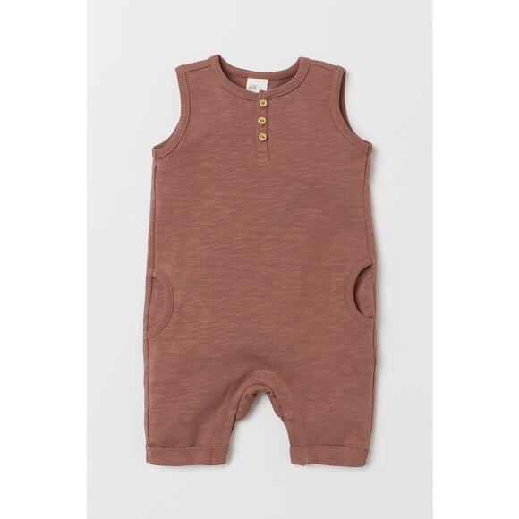 H&M Sleeveless Romper Dark Old Rose Brown Size 4-6 Months Organic Cotton - Picture 1 of 6
